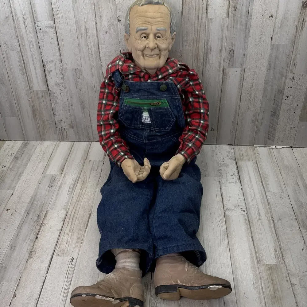 William Wallace Grandpa & Grandma Porcelain Dolls Farmer 32” Porch Patio Decor